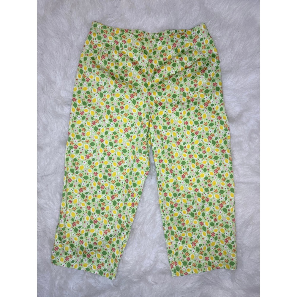 Westbound Petites Lemon Floral Print Cropped Pants Green Yellow Capris 6P